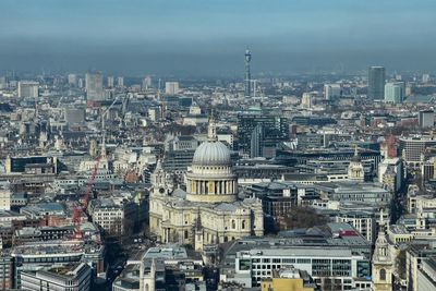 High angle view of buildings in city