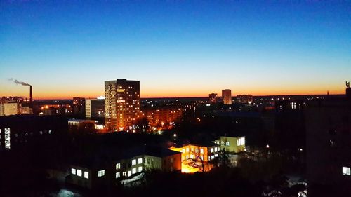 View of cityscape at dusk