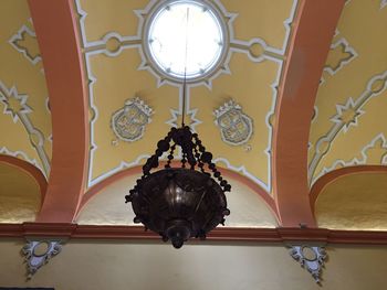 Low angle view of chandelier