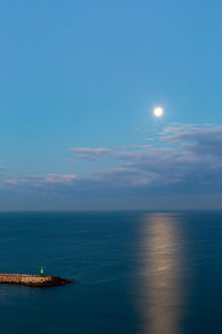 Scenic view of sea against blue sky