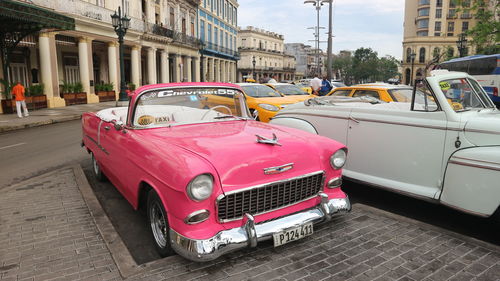 Vintage car on city street