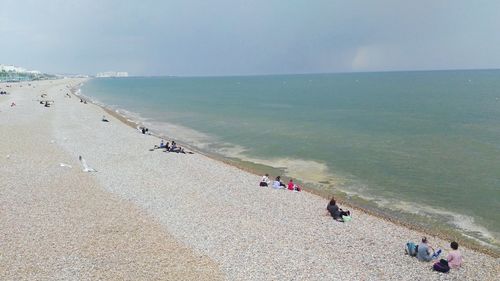 High angle view of people on beach