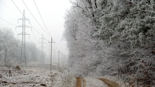 Scenic view of landscape against sky during winter