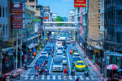 High angle view of city street