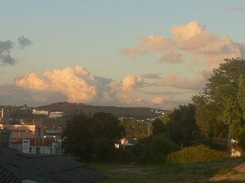 View of cityscape at sunset