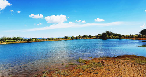 Scenic view of lake against sky