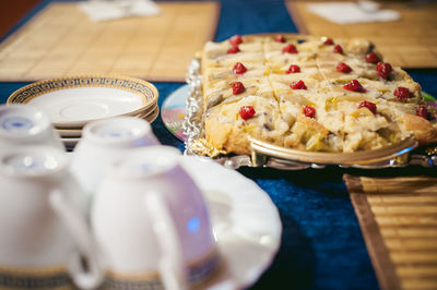 Close-up of food in plate on table