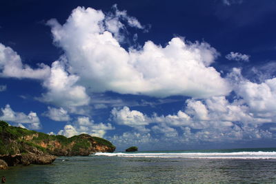 Scenic view of sea and cloudy sky