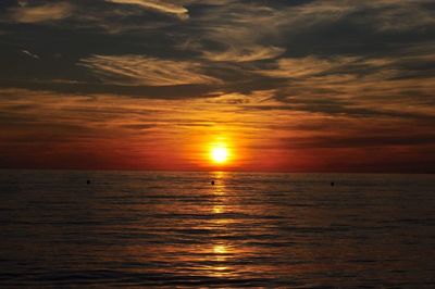 Scenic view of sea at sunset