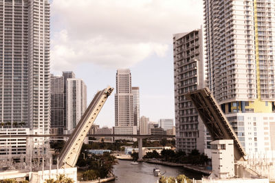 View of river along buildings