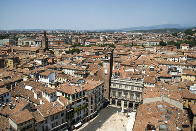 High angle view of town