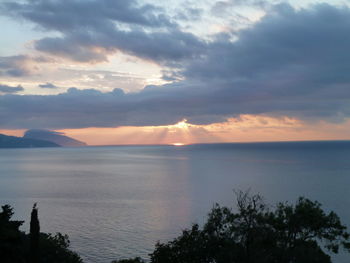 Scenic view of sea against sky at sunset