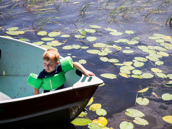 Portrait of boy in water