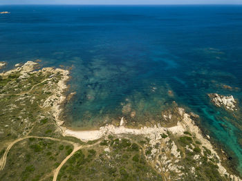 High angle view of beach against sky