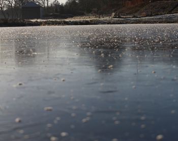 Close-up of frozen lake