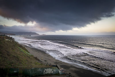 Scenic view of beach against sky