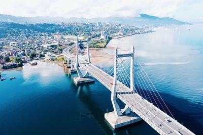 High angle view of bridge over river