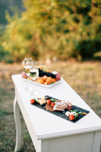 Close-up of dessert on table