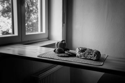 View of breakfast on table at home