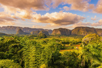 Scenic view of landscape against sky during sunset