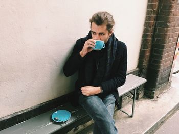 Young man drinking coffee