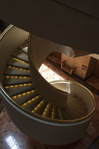 High angle view of spiral staircase