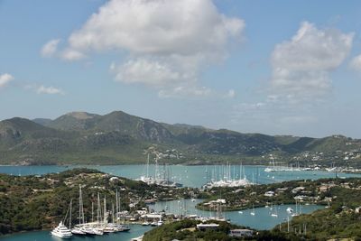 Sailboats in marina bay