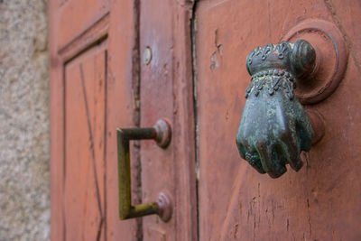 Close-up of old door knocker