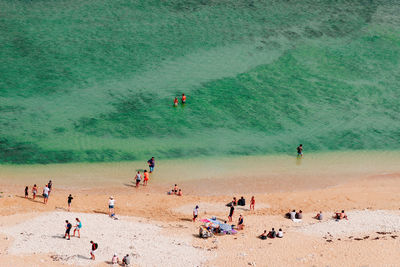 High angle view of people on beach