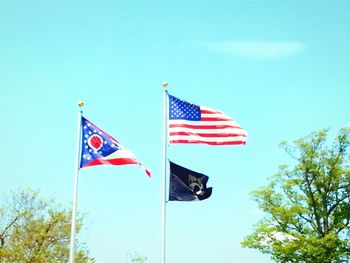 Low angle view of american flag