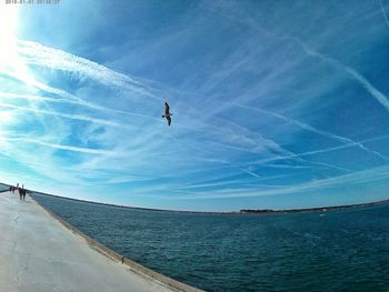 Scenic view of sea against blue sky