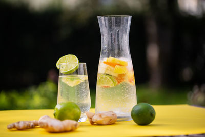 Close-up of fruits on table