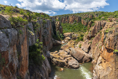 Scenic view of rock formations against sky