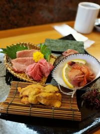 Close-up of food on table