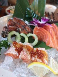 Close-up of fish served in plate