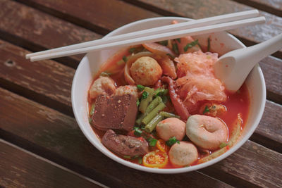 Close-up of soup in bowl