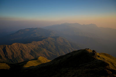 Scenic view of mountains against clear sky