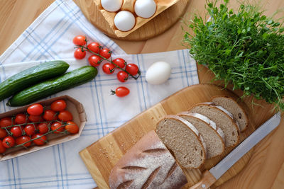 High angle view of food on table