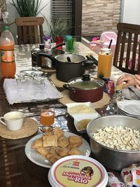 Man preparing food on table