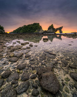 Scenic view of sea against sky during sunset
