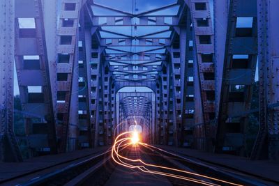 Light trails on road in city