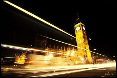 Blurred motion of road at night