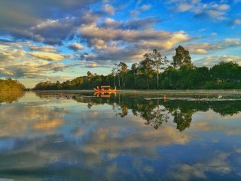 Scenic view of lake against sky