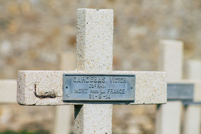 Close-up of information sign