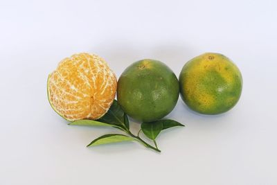 Close-up of fruits against white background