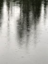 Full frame shot of raindrops on lake