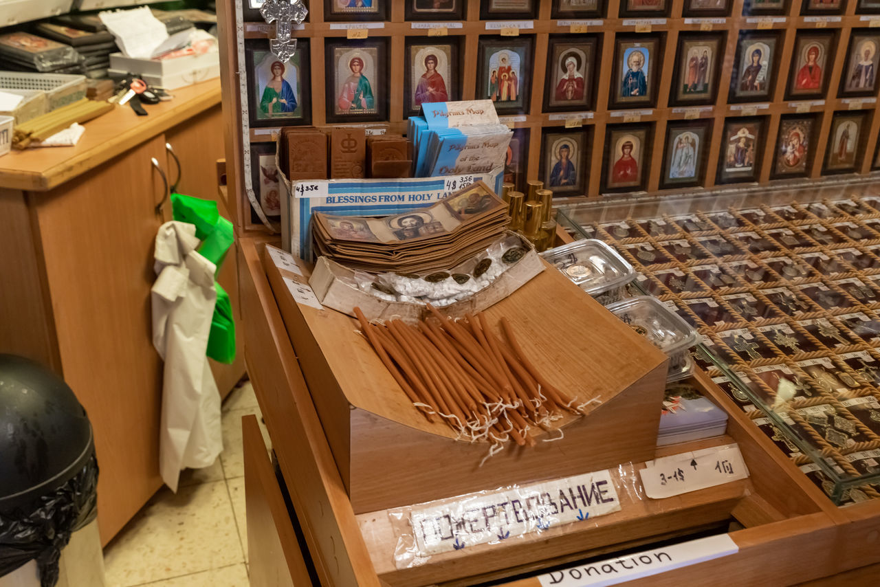 INTERIOR OF BOOKS IN SHELF