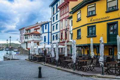 Low angle view of buildings in city