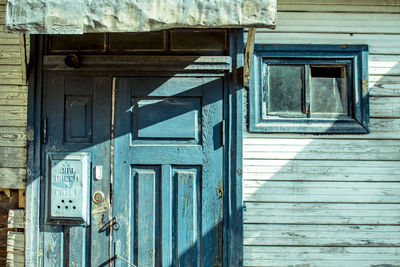 Closed door of old building