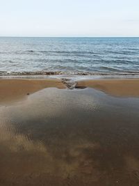 Scenic view of beach against clear sky